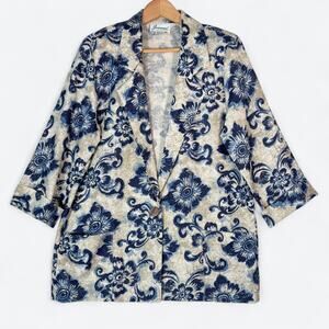 VTG NEW Joanna Floral Tapestry One Button Blazer Women's M Pockets Cottagecore‎